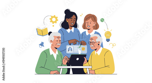 Seniors Learning Technology with Young Mentors - Digital Literacy & Intergenerational Support