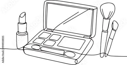 Cosmetic Makeup Box Organizer Line Art Vector Illustration For Beauty Fashion Branding Design