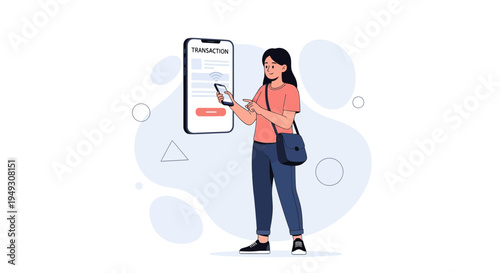 Woman Using Smartphone for Online Transaction and Payment