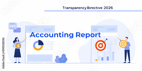 Illustration depicting financial reporting data analysis and business accountability