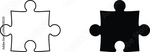A black and white puzzle piece illustration on a clean background