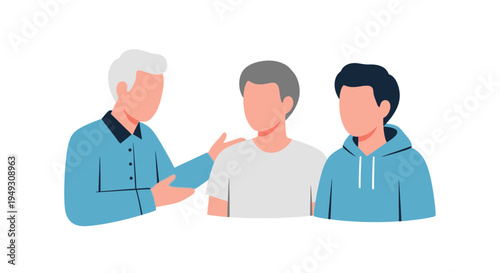 Intergenerational Men's Conversation: Mentorship, Support, and Guidance Illustration