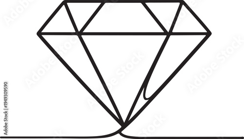 Diamond Gemstone Icon Minimal Line Art Vector Illustration For Luxury Jewelry Branding Design