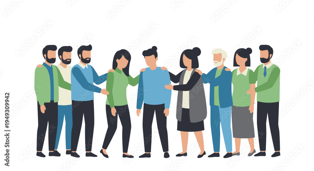 Obraz premium Community Support for Person in Distress: Diverse Group Offering Emotional Comfort, Empathy, and Care