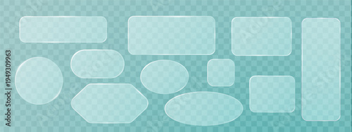 Modern glass frame with glossy transparent effect, perfect for digital UI design. 3D rectangle button template with liquid texture and sleek frame border for tech interfaces.