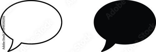 A simple black and white illustration of two speech bubbles