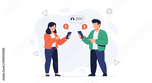 People Sending Money Online via Mobile Phones, Digital Transactions