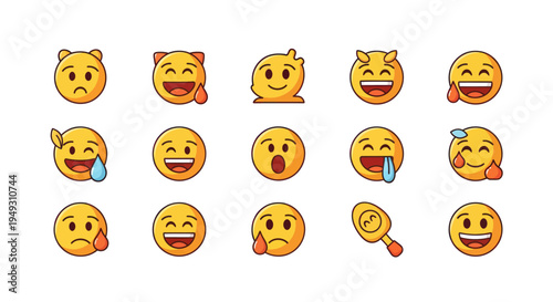 Emoji faces collection cartoon style