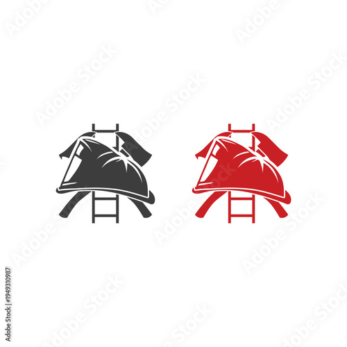 Firefighter helmet with ladder and axes