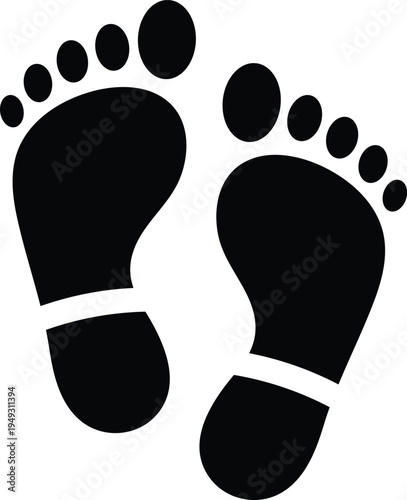 Black footprints with white stripes on a white background feet