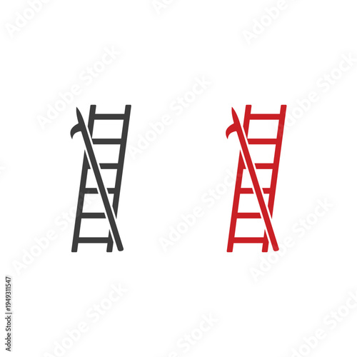 Firefighter ladder and pike pole icon vector illustration