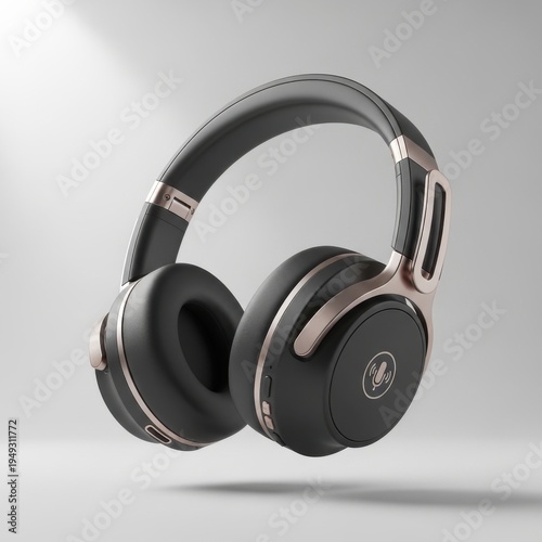Black and rose gold wireless headphones with microphone