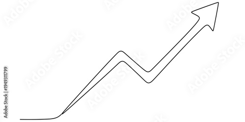 Continuous One Line Drawing of Business Growth Arrow Up Symbol