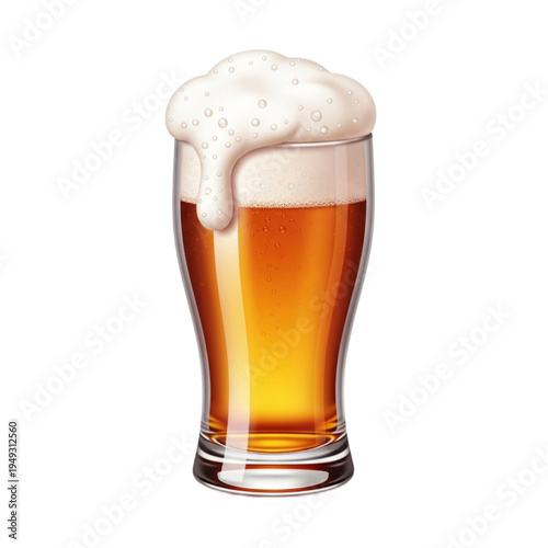 Refreshing Golden Beer Glass with Frothy Head