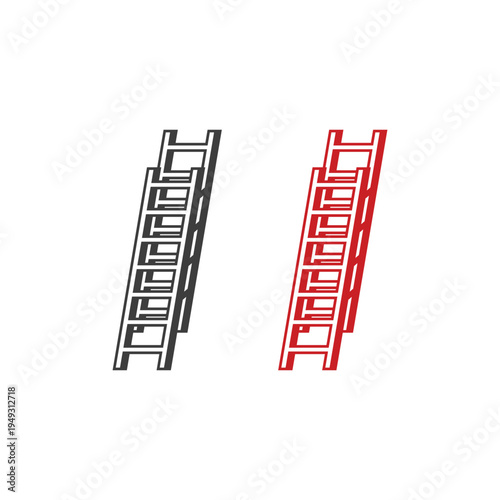 Firefighter rescue ladder icon set vector