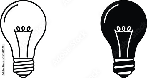 A simple line drawing of two light bulbs on a white background