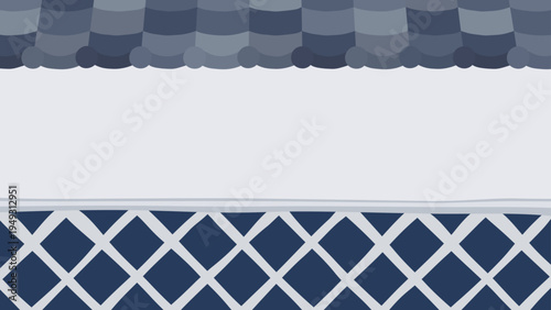 かわいいなまこ壁と瓦屋根の塀の背景イラスト_暗_16:9