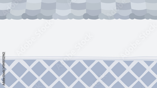 かわいいなまこ壁と瓦屋根の塀の背景イラスト_明_16:9