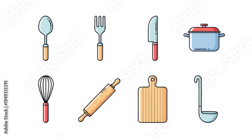 Kitchen utensils illustration on white