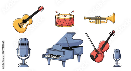 Musical instruments collection illustration
