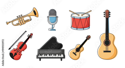 Musical instruments collection illustration