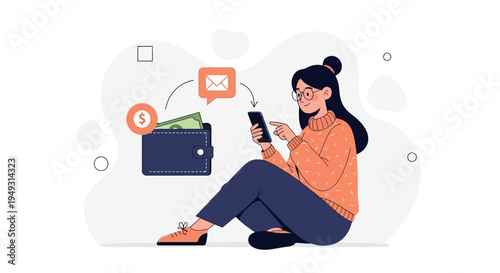 Woman Using Smartphone for Online Payment and Digital Wallet Transactions