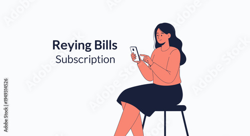Woman managing bills subscription on phone, online payment, financial management