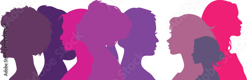 Colorful women diversity icon set portraits collection representing female empowerment, equality, community and multicultural identity in modern artistic style.