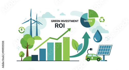 Green Investment ROI: Sustainable Finance Growth & Renewable Energy Success Concept