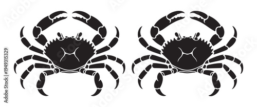 Detailed crab silhouette vector illustration marine crustacean sea animal icon for seafood logo design set