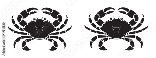 Stylized crab icons vector illustration marine life symbols for nautical decor and seafood industry labels