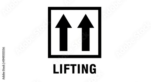 Fragile Shipping Symbol With Lifting Arrows and Text.