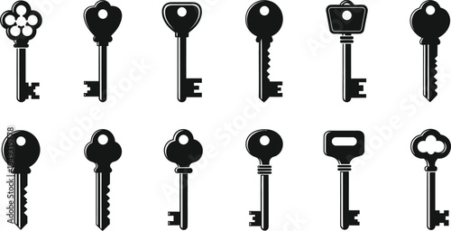 Assortment of Decorative and Traditional Key Silhouettes antique vintage