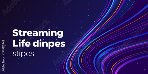 Abstract flowing lines and vibrant colors with the word streaming displayed