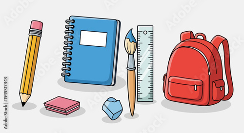 School supplies illustration on white