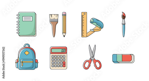 School supplies illustration on white