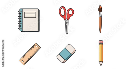 School supplies illustration on white