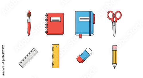 School supplies illustration on white