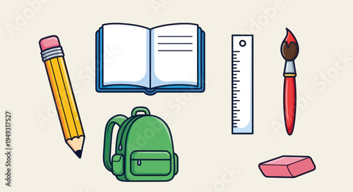 School supplies illustration on white background