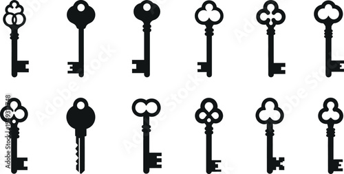 Variety of Ornate and Classic Skeleton Key Silhouettes antique vintage