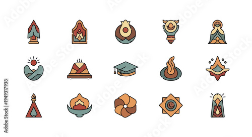 Set of colorful abstract icon illustrations