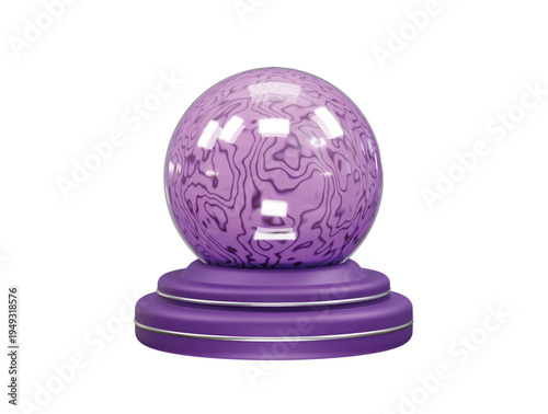 Purple Swirling Orb on a Pedestal fortune ball icon 3d illustration