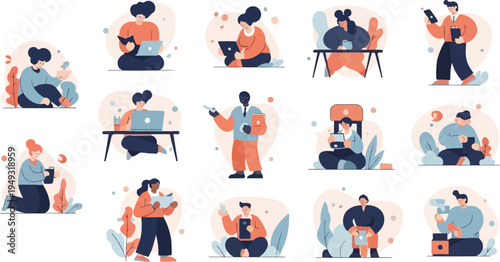 Diverse individuals engaged in various activities with digital devices (1)