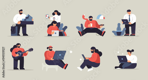 Diverse individuals engaged in various activities, work, and leisure (2)