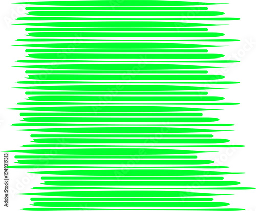 Abstract green horizontal sound wave lines on white background. Dynamic waveform pattern representing audio signal, music rhythm, technology, and digital sound.