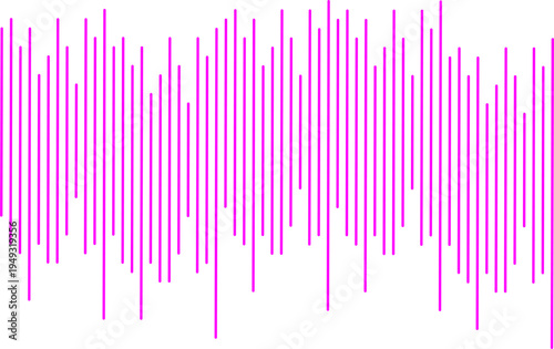 Abstract pink sound wave made of vertical lines on white background. Audio waveform visualization concept representing music, recording, technology, and digital signal.
