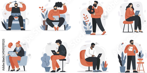 Diverse individuals engaged in various activities, including work and leisure (6)