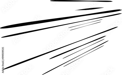 Abstract black speed lines on white background creating a dynamic motion effect. Minimalist graphic element ideal for comics, action scenes, racing themes, and design projects.