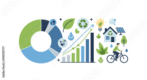 Sustainable Ecology & Green Energy Concept: Environmental Responsibility, Carbon Footprint, Recycling, Renewable Solutions & Eco-Friendly Lifestyle.