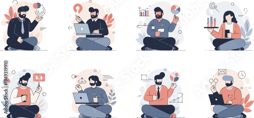 Diverse individuals engaged in creative work and digital tasks, illustrating business concepts